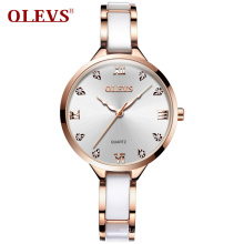 OLEVS 5872 Women Luxury Watch Female Rose Gold Elegant Diamond Lady Quartz Wrist Watch Waterproof Ceramic Watch Reloj Mujer Gift